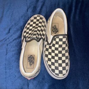 Vans Slip on Checkered Print Shoes W7 M5.5